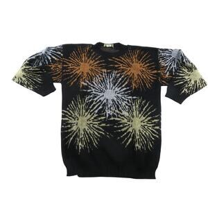 Sparkly Starburst Sweater: Dana Scott Black, Sz M, 1980s